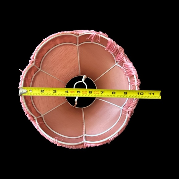 2 Lamps Victorian Mid-Century with Pink Fringe Shades Porcelain Base Flowers - Picture 4 of 16